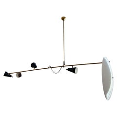 Reflector Mobile Chandelier, Solid Brass, 4 Pivotting Lights and One Reflector