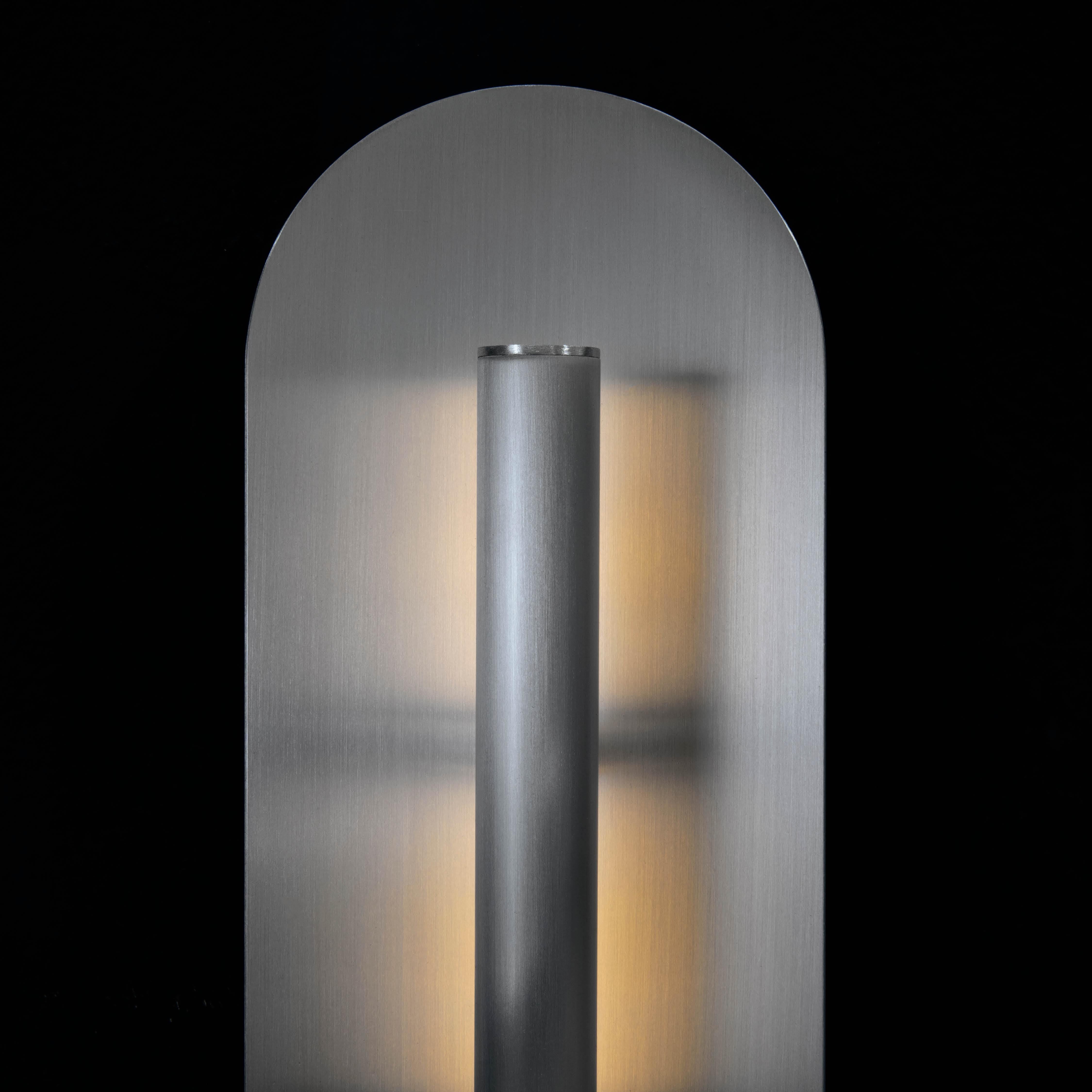 Modern Reflector Wall Sconce 300, LED Light Fixture, Raw Brushed Aluminum Metal For Sale
