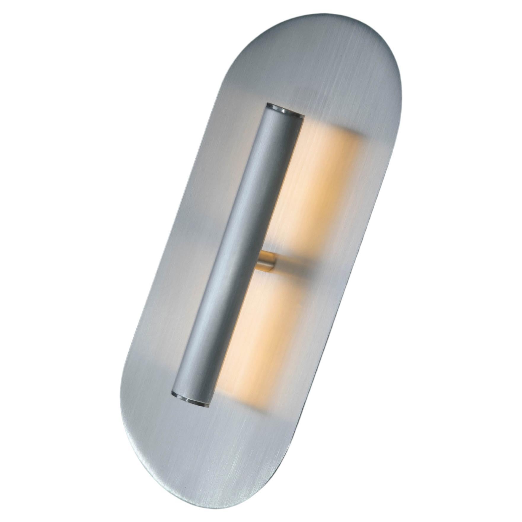 Reflector Wall Sconce 300, LED Light Fixture, Raw Brushed Aluminum Metal For Sale