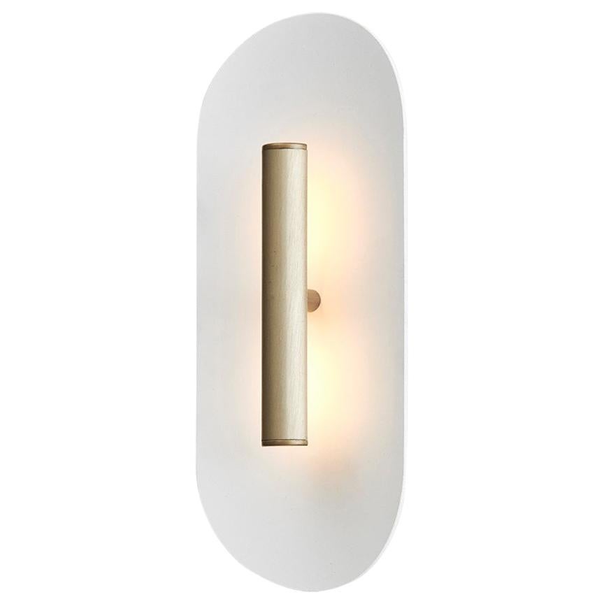 Reflector Wall Sconce 300, LED Light Fixture, Satin Gold / White Shade