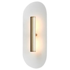 Reflector Wall Sconce 300, LED Light Fixture, Satin Gold / White Shade