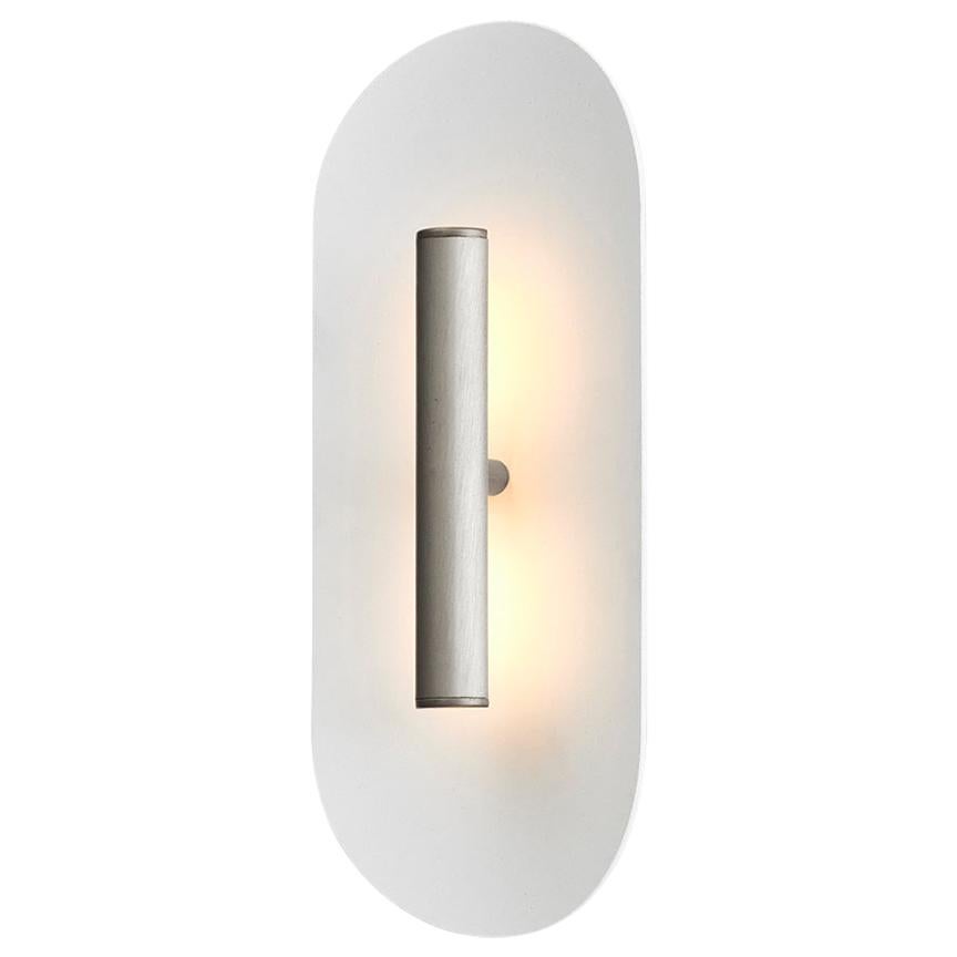 Reflector Wall Sconce 300, LED Light Fixture, Silver Anodized / White Shade For Sale