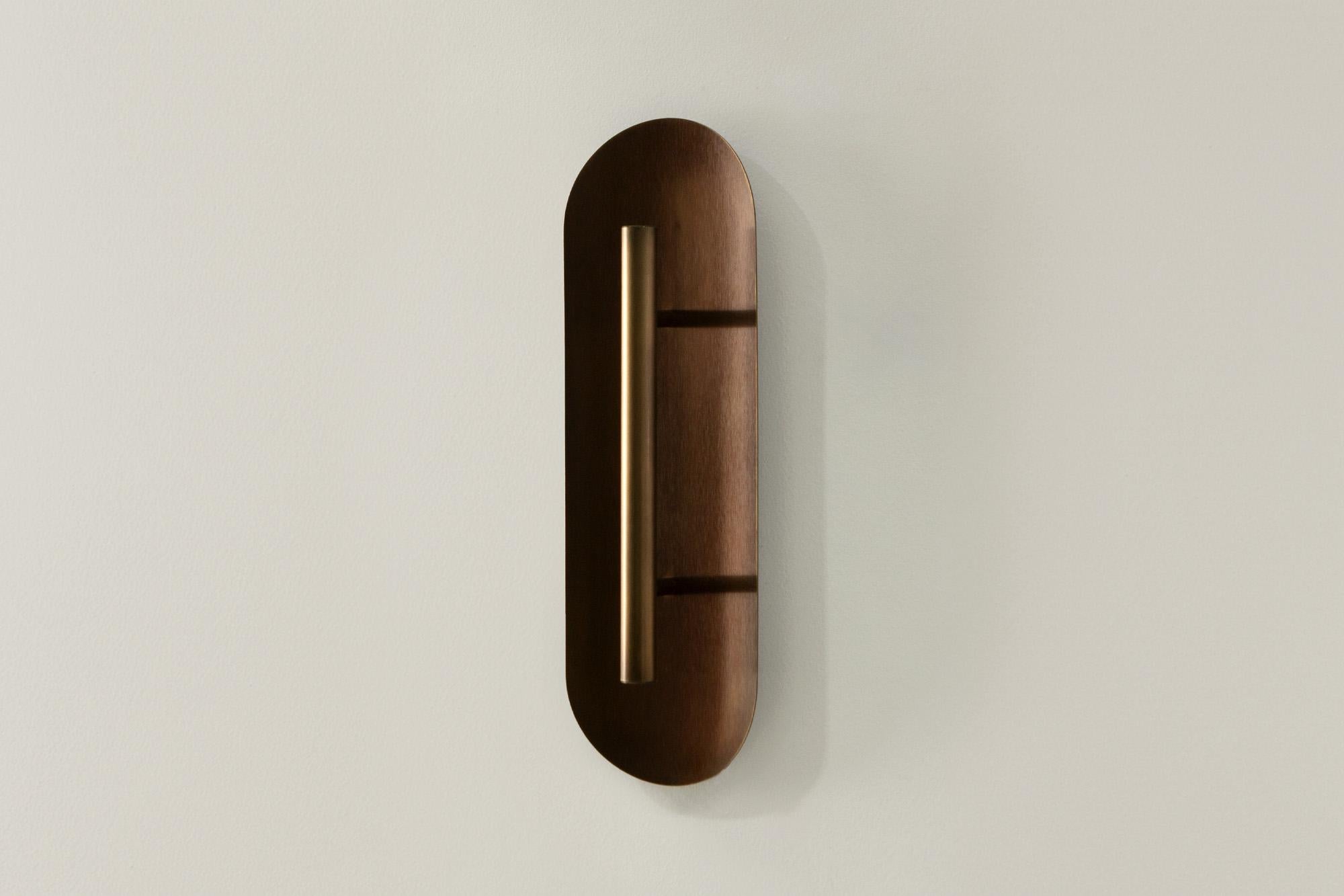Modern Reflector Wall Sconce 450, LED Light Fixture, all Patina Bronze For Sale