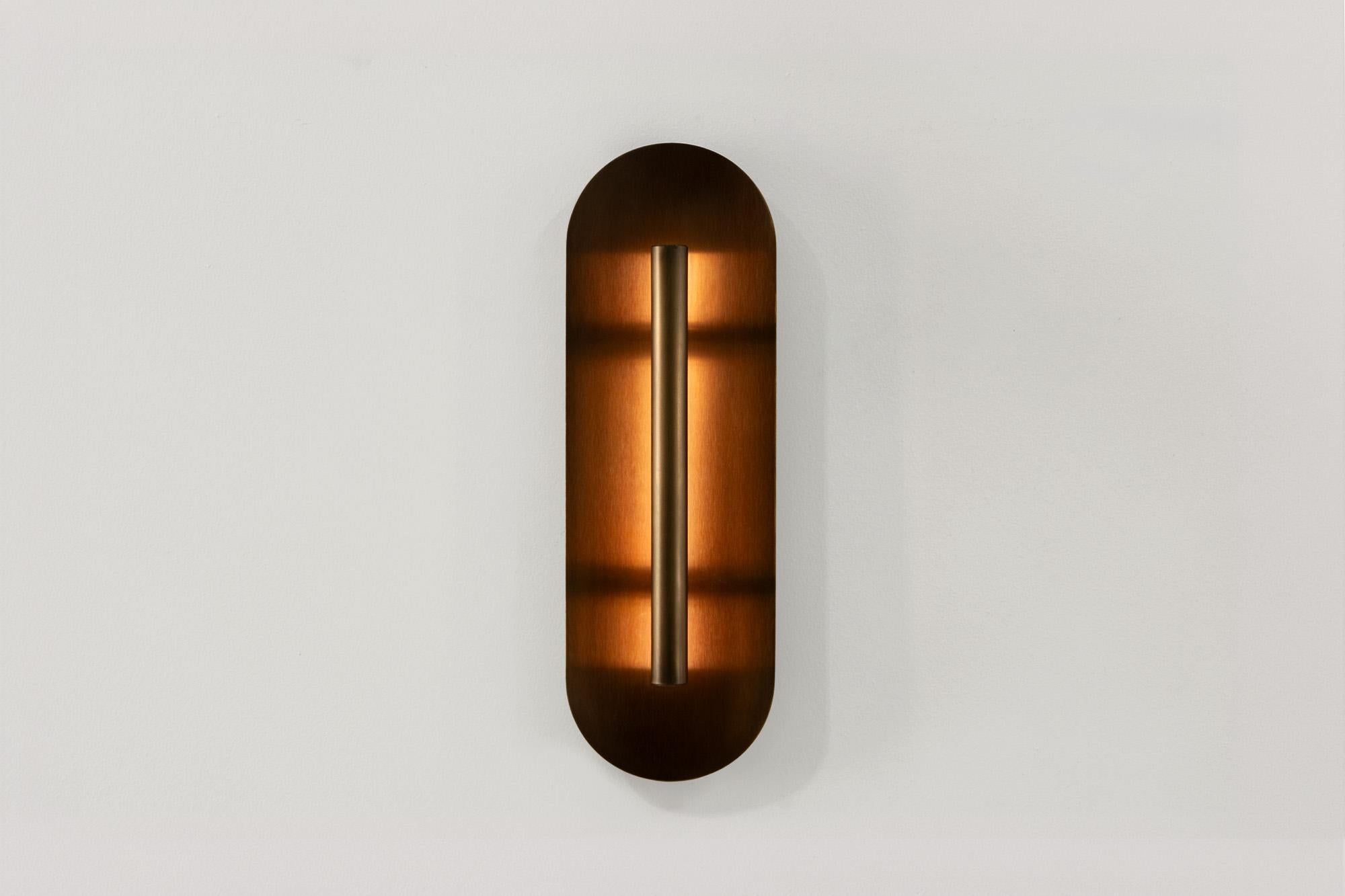 Australian Reflector Wall Sconce 450, LED Light Fixture, all Patina Bronze For Sale