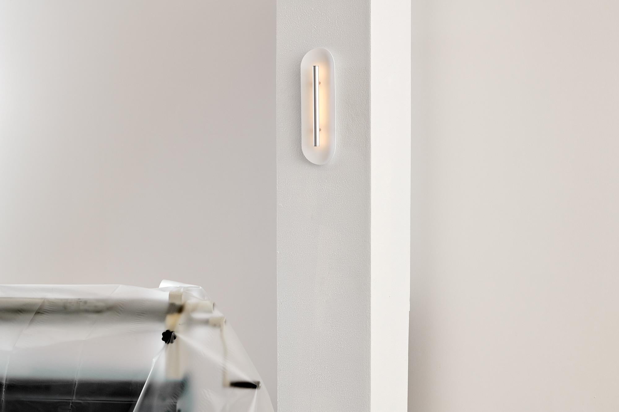 Reflector Wall Sconce 450, LED Light Fixture, Anodized Black / White Shade For Sale 3