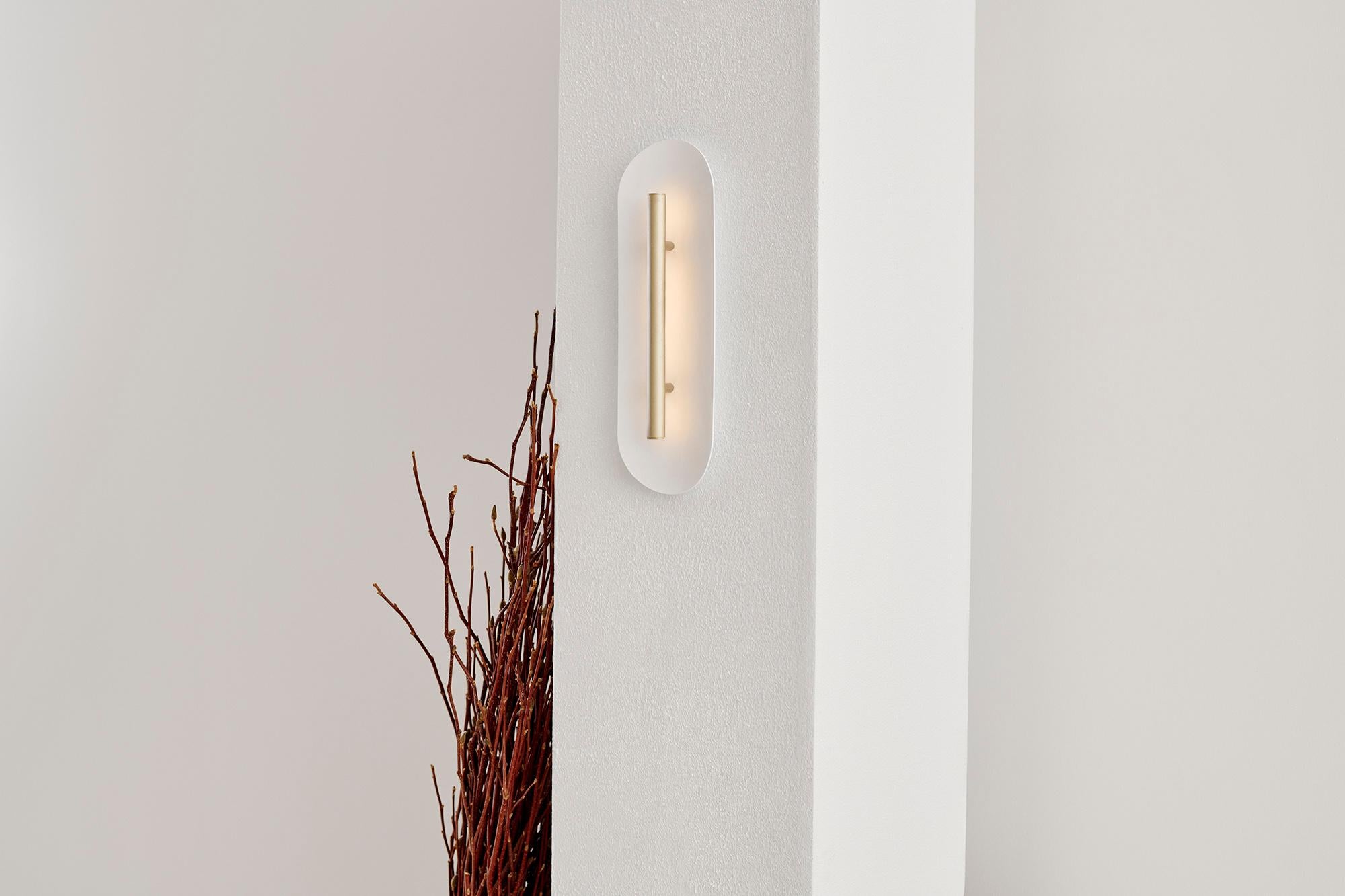 Aluminum Reflector Wall Sconce 450, LED Light Fixture, Anodized Black / White Shade For Sale