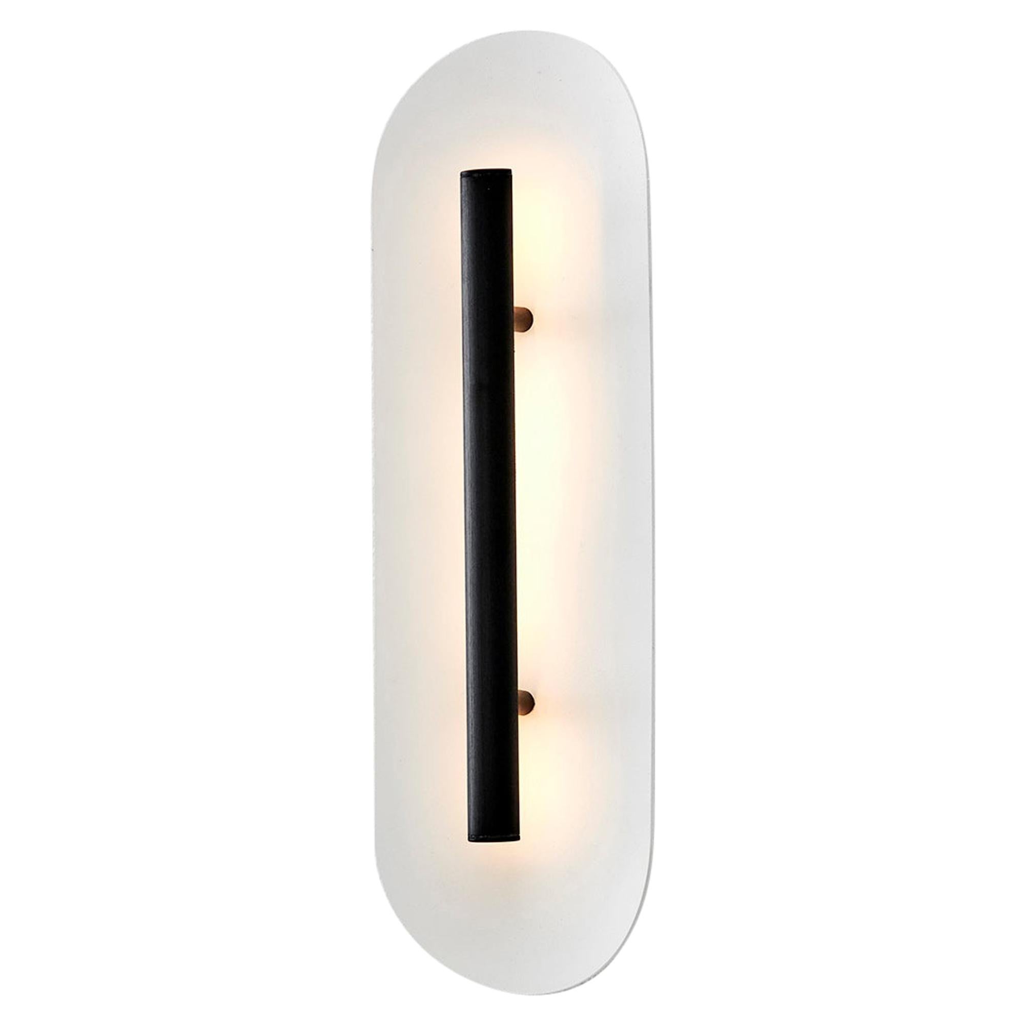 Reflector Wall Sconce 450, LED Light Fixture, Anodized Black / White Shade  For Sale