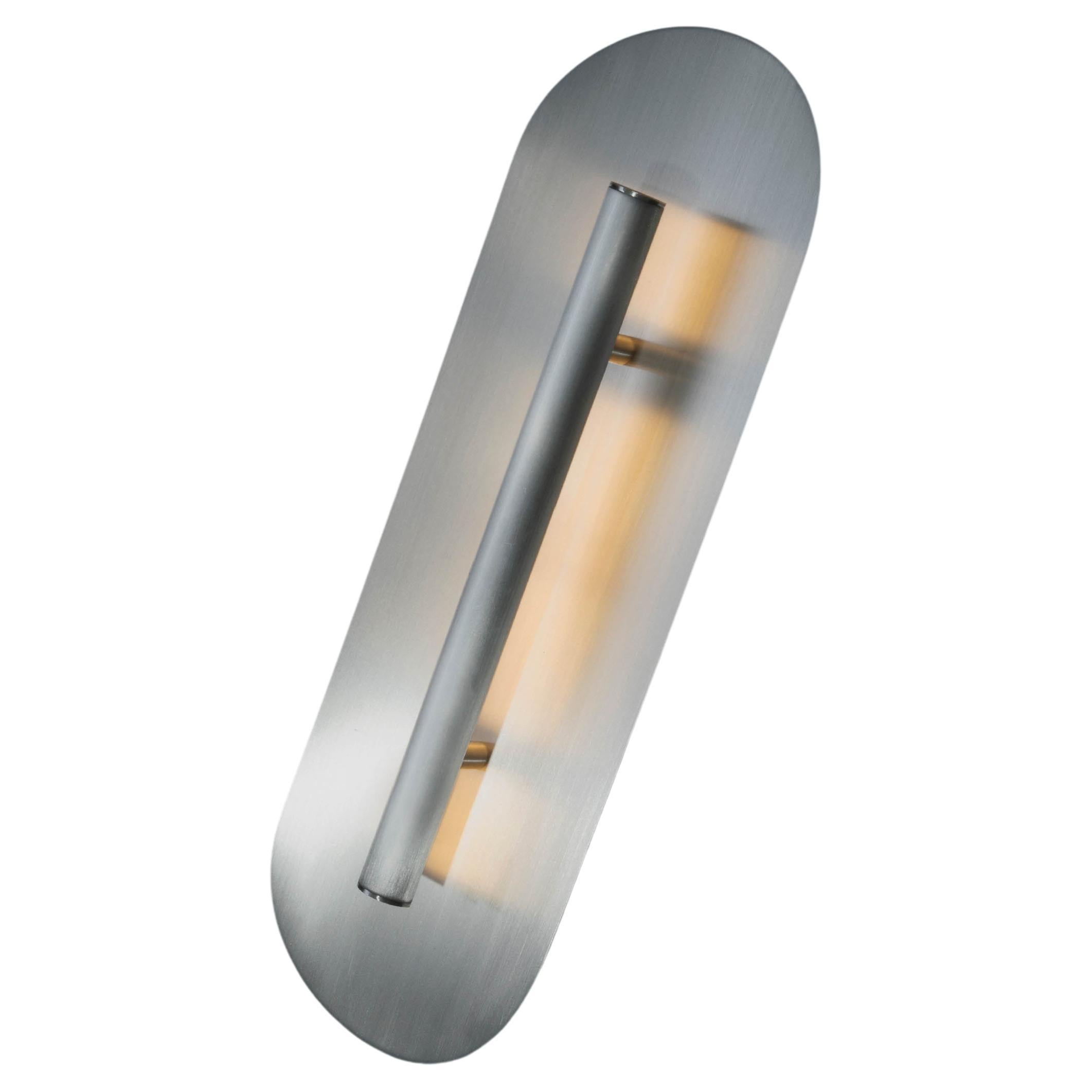 Reflector Wall Sconce 450, LED Light fixture, Raw Brushed Aluminum Metal For Sale