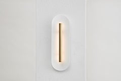 Reflector Wall Sconce 450, LED Light Fixture, Satin Gold/ White Shade