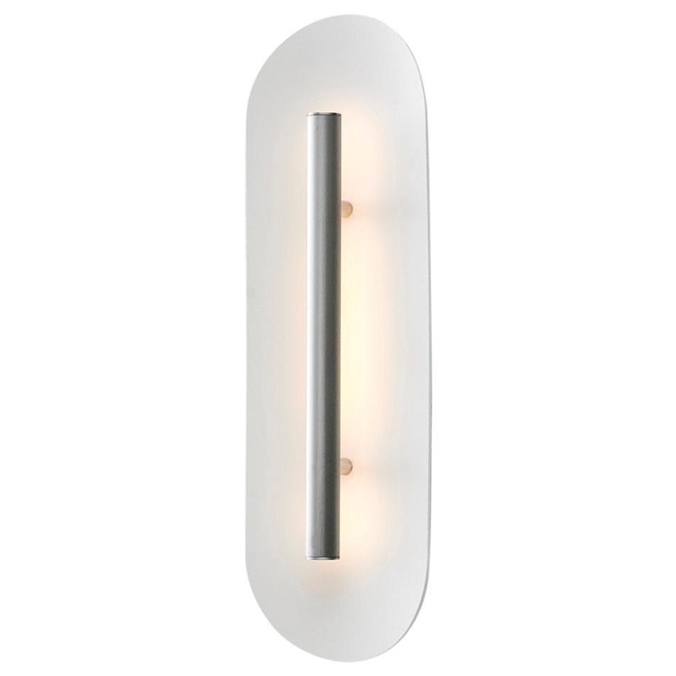 Reflector Wall Sconce 450, LED Light fixture, Silver Anodized / White Shade For Sale