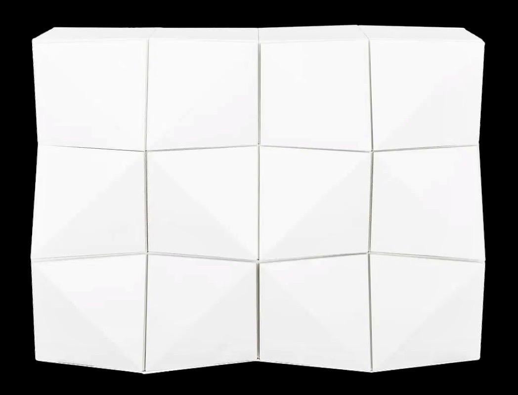Italian Reflex Angelo Origami Modular Double-Sided Cabinet Set, White Lacquer, Italy For Sale