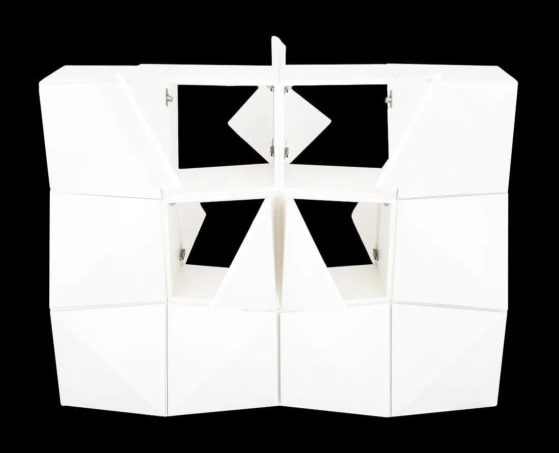 Wood Reflex Angelo Origami Modular Double-Sided Cabinet Set, White Lacquer, Italy For Sale