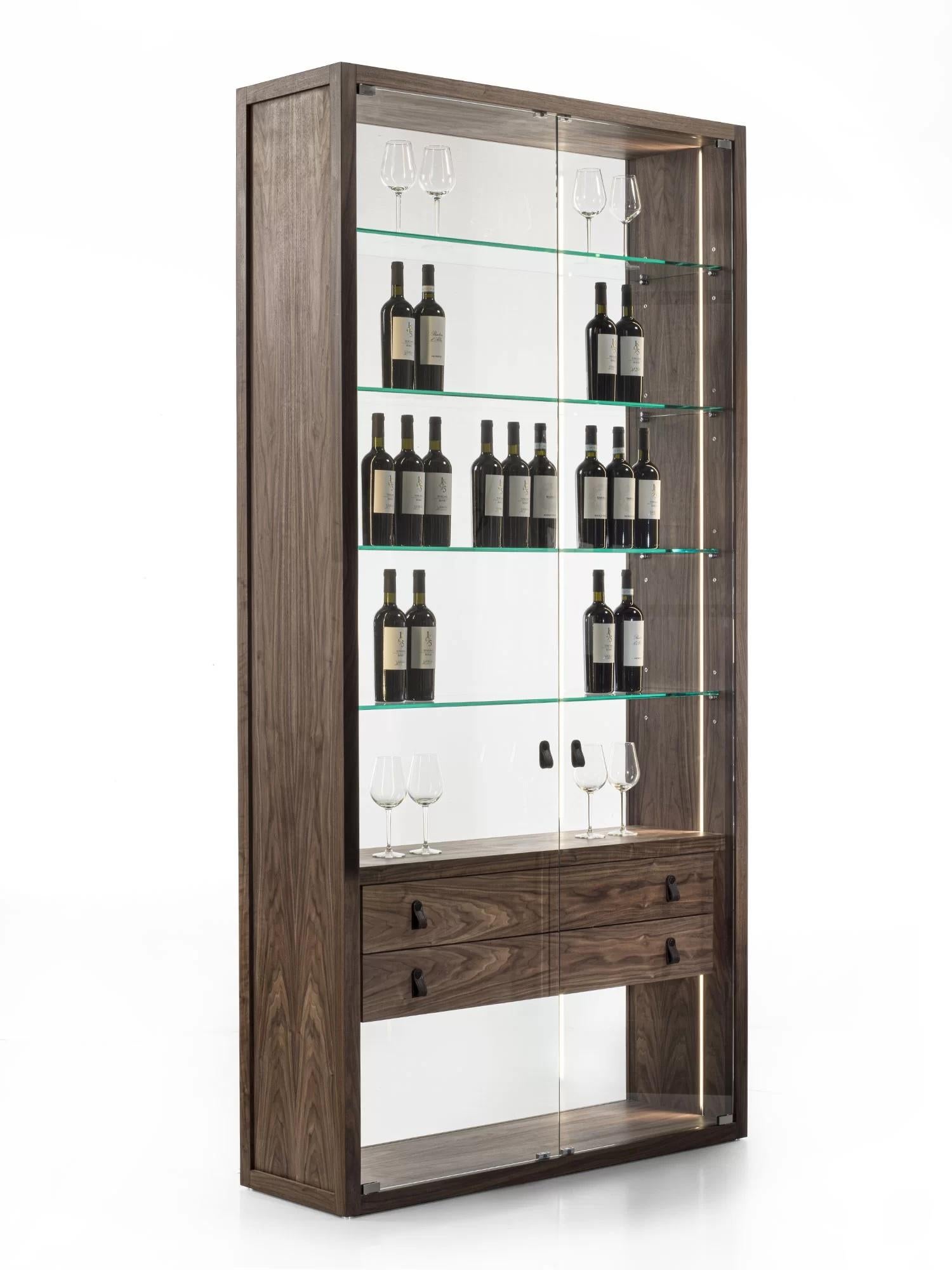 Italian Reflex Solid Wood Display Cabinet, Designed by Authentic Design, Made in Italy  For Sale