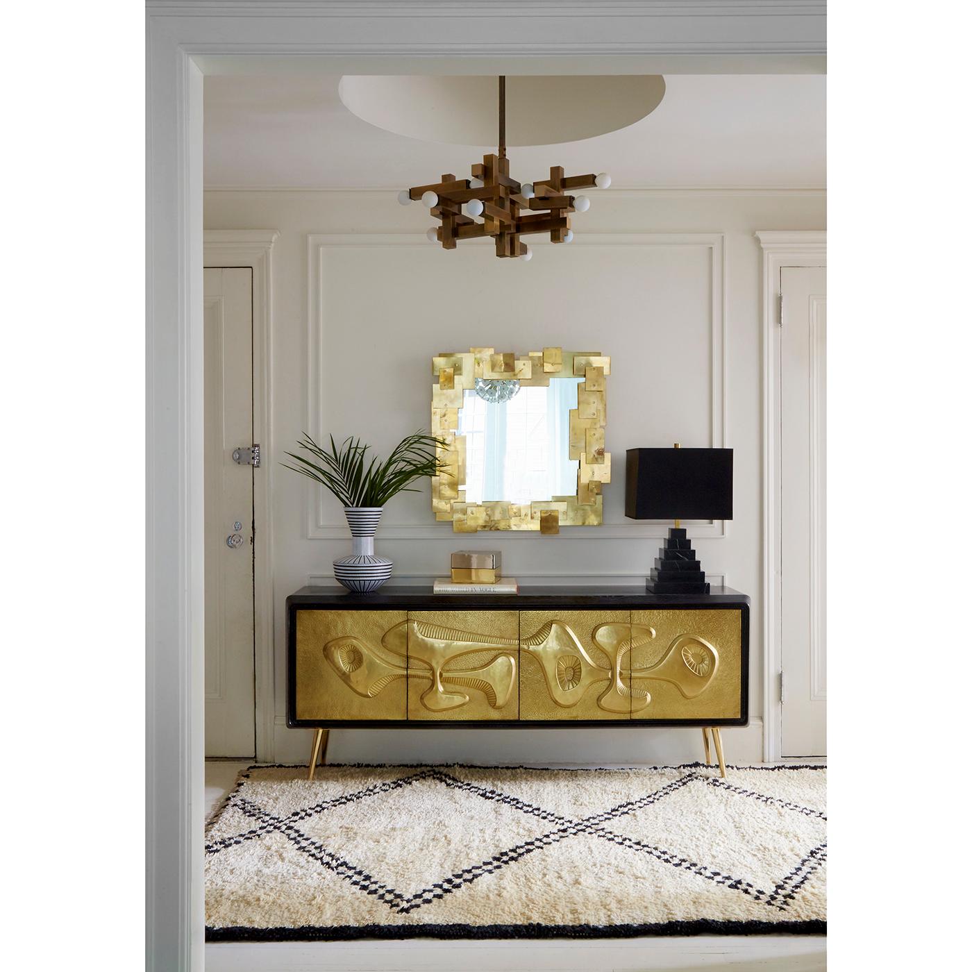 Contemporary Reform Hammered Brass Credenza For Sale