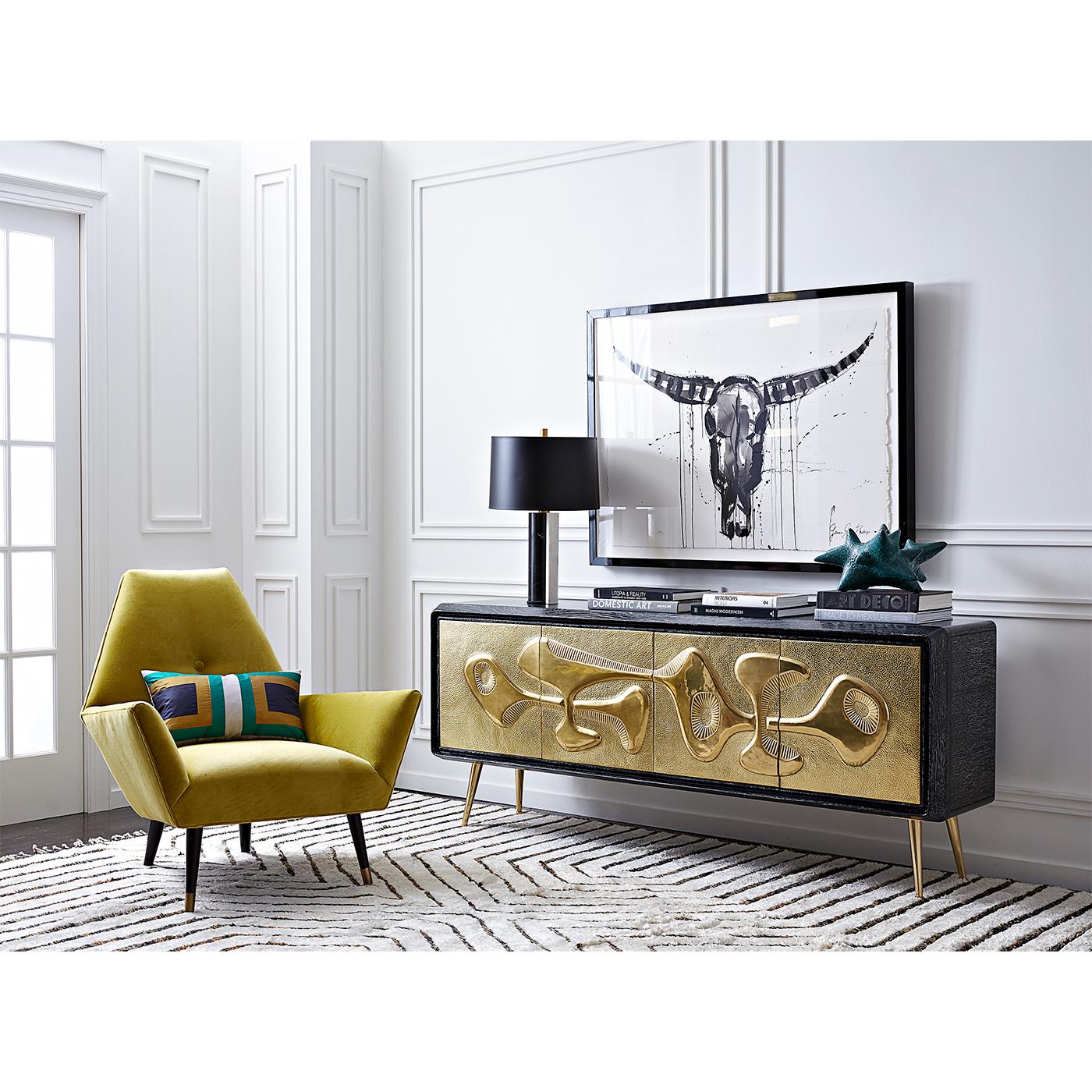 Reform Hammered Brass Credenza For Sale 1