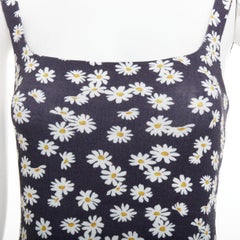 REFORMATION Becky black yellow tencel daisy print double layer mini dress XS