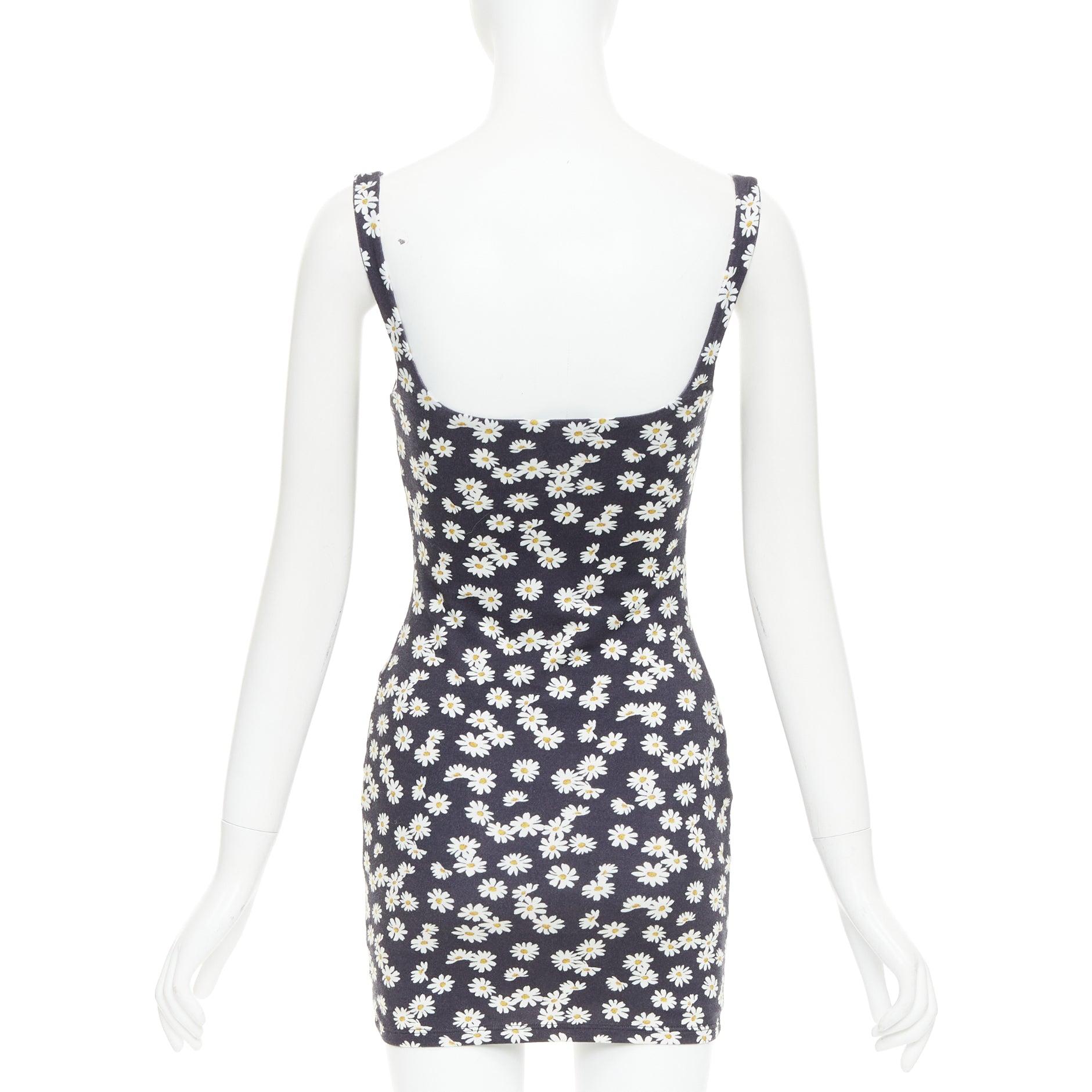REFORMATION Becky noir jaune tencel imprimé marguerite mini robe double épaisseur XS Pour femmes en vente