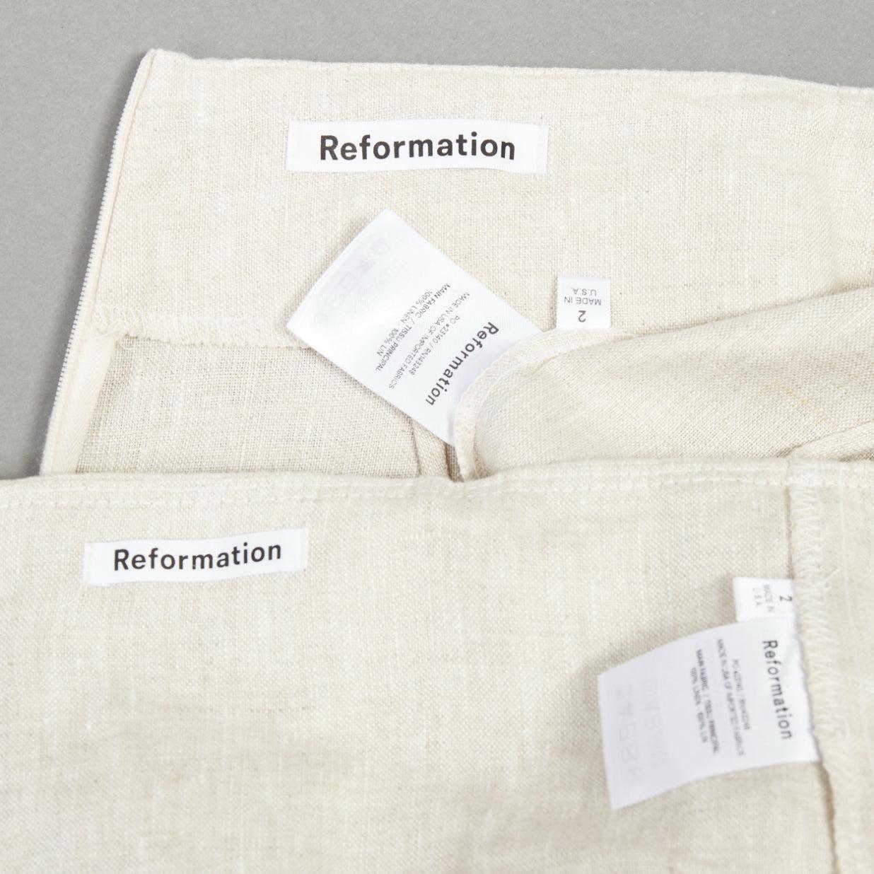 REFORMATION beige 100% Leinen Camisole Crop Top breite Hose Set US2 S im Angebot 5