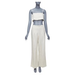 REFORMATION beige 100% linen camisole crop top wide pants set US2 S