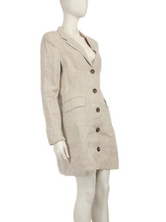 Reformation Beige Linen Buttoned Blazer Dress Size L