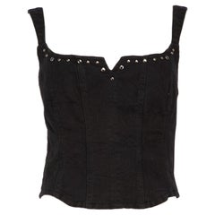 Reformation Black Denim Studded Corset Top Size S