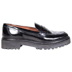 Reformation Black Leather Platform Loafers Size US 7