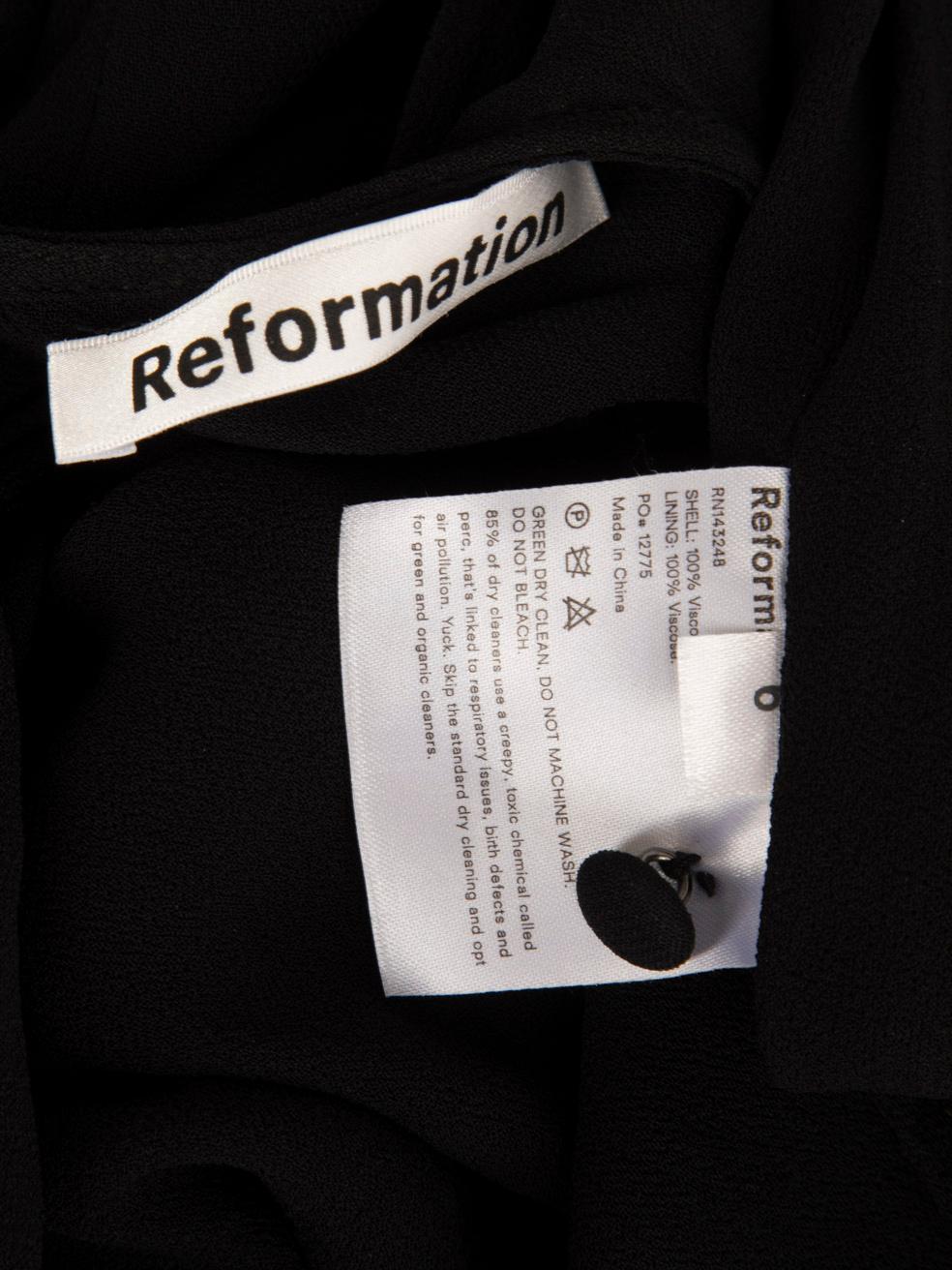 Reformation Black Long Sleeve Lace Detail Midi Dress Size M Excellent état à London, GB