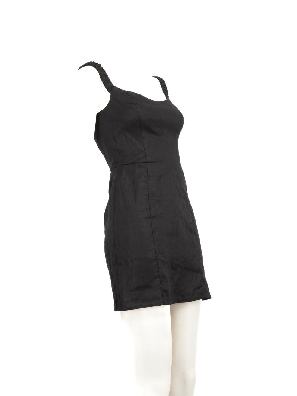 CONDITION is Never worn, with tags. Due to poor storage of the dress, there are pulls to the weave on the front of this new Reformation designer resale item.
  
  
  
  Details
  
  
  Black
  
  Linen
  
  Dress
  
  Mini
  
  Sleeveless
  
  Round