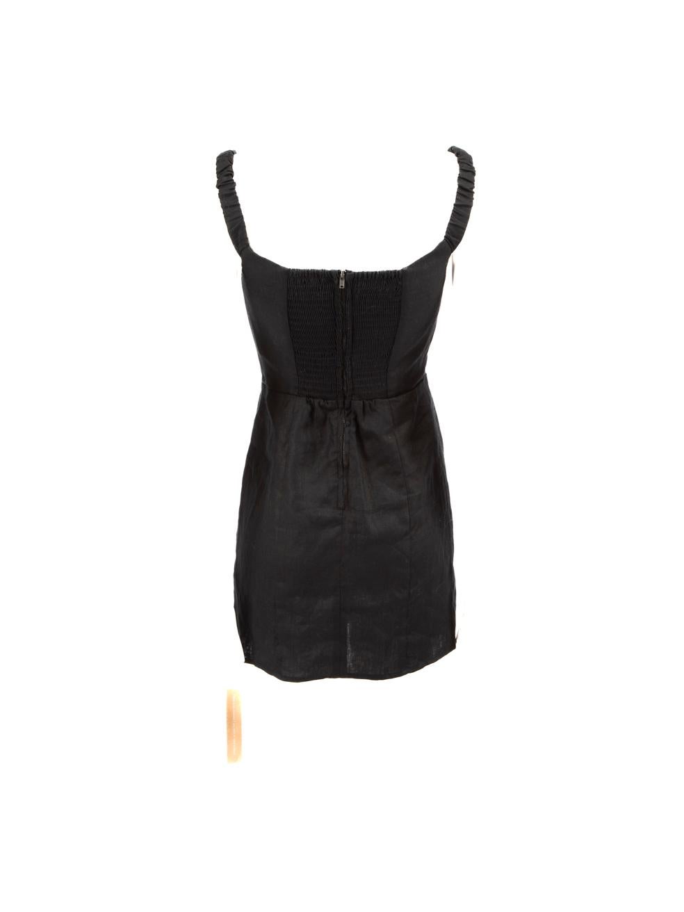 Reformation Black Mini Ruched Sleeveless Dress Size XS In New Condition For Sale In London, GB