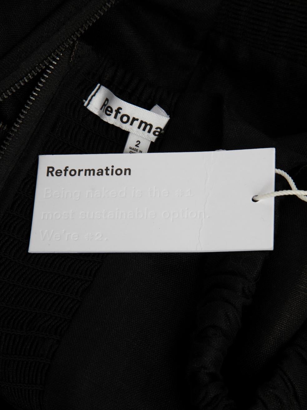 Reformation Black Mini Ruched Sleeveless Dress Size XS For Sale 3