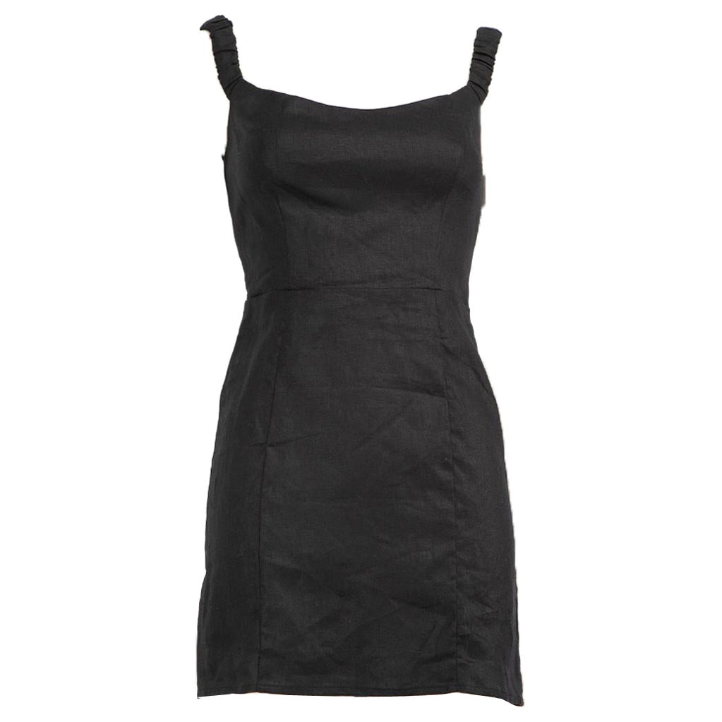 Reformation Black Mini Ruched Sleeveless Dress Size XS