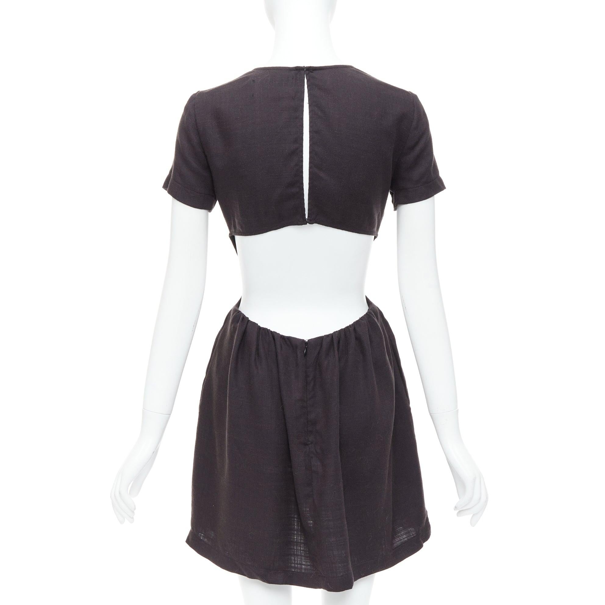 Black REFORMATION black open back V neck short sleeve mini dress US2 S