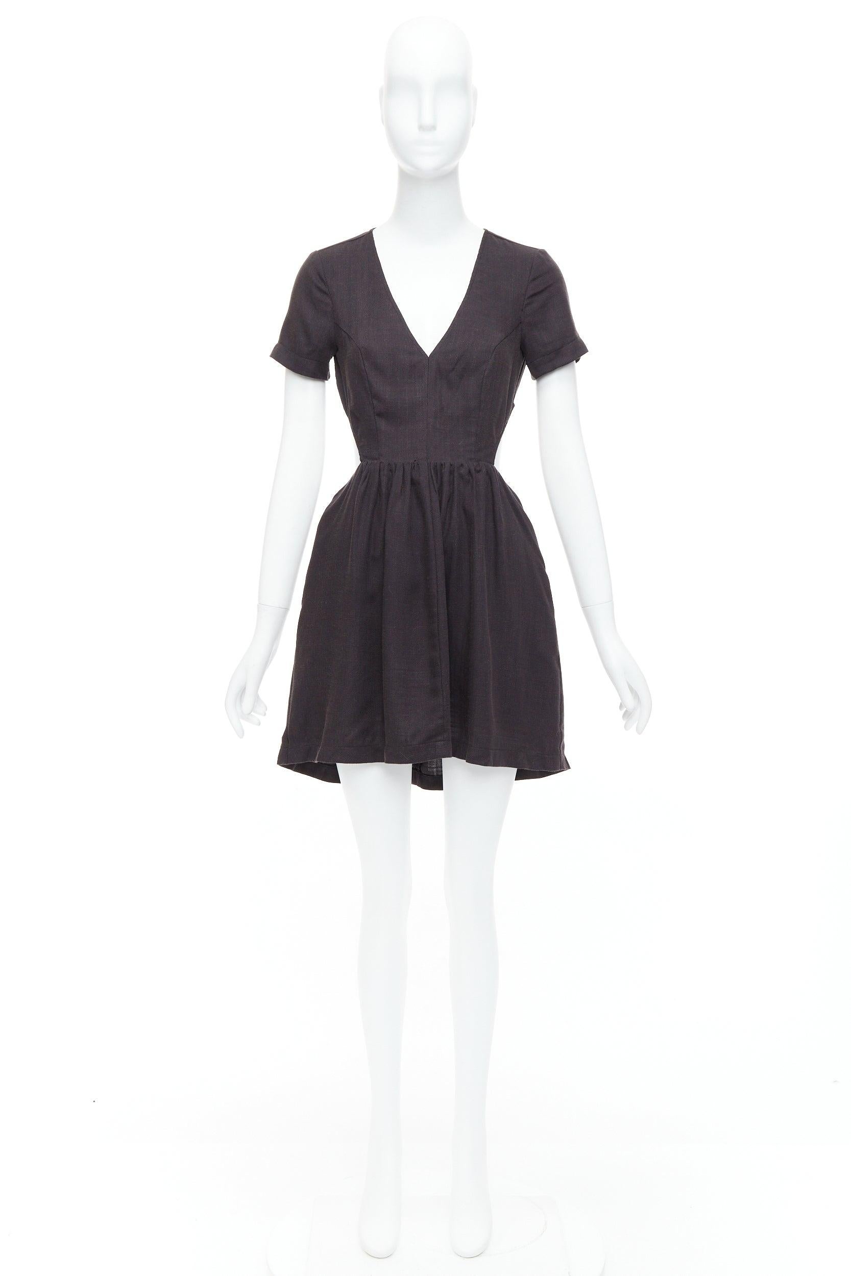 REFORMATION black open back V neck short sleeve mini dress US2 S 4