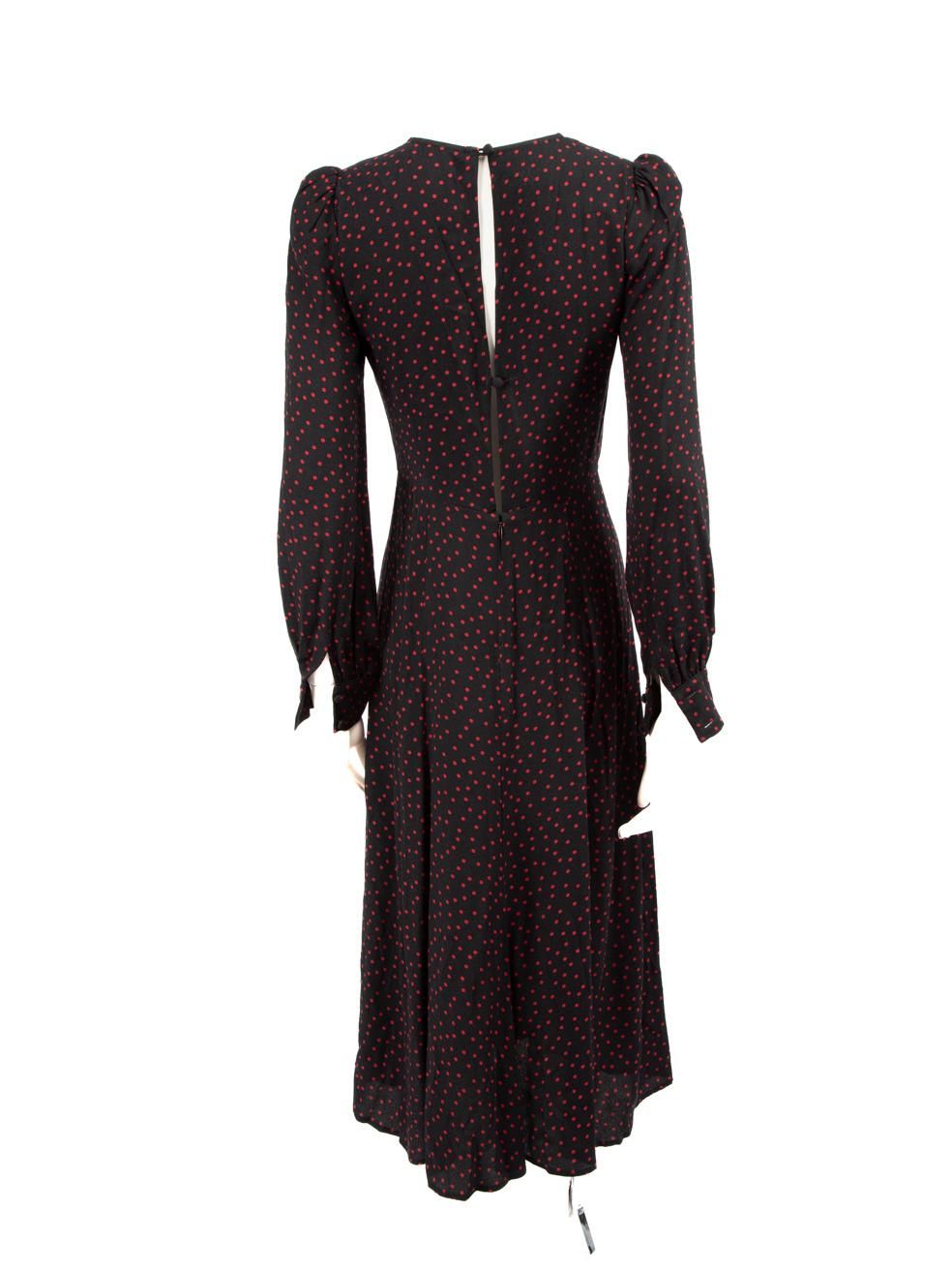 Reformation Black Polka Dot Midi Dress Size S In Good Condition In London, GB