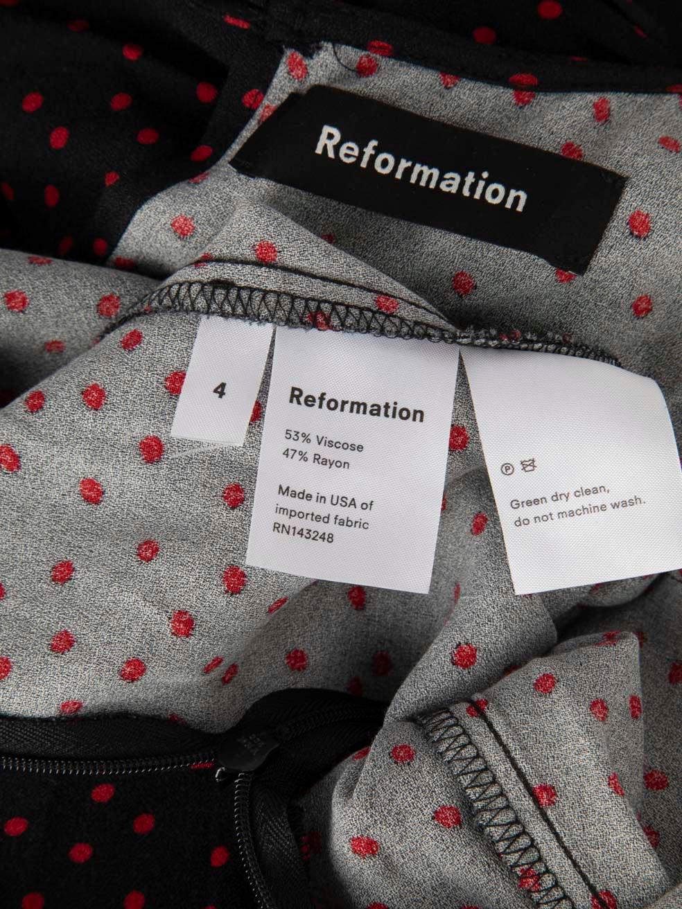 Reformation Black Polka Dot Midi Dress Size S 3