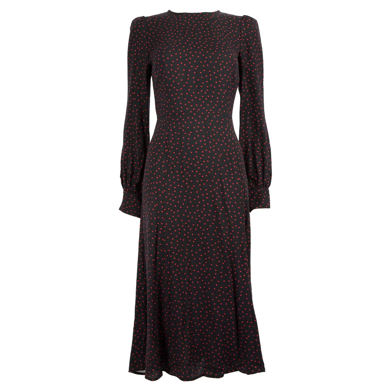 Reformation Black Polka Dot Midi Dress Size S