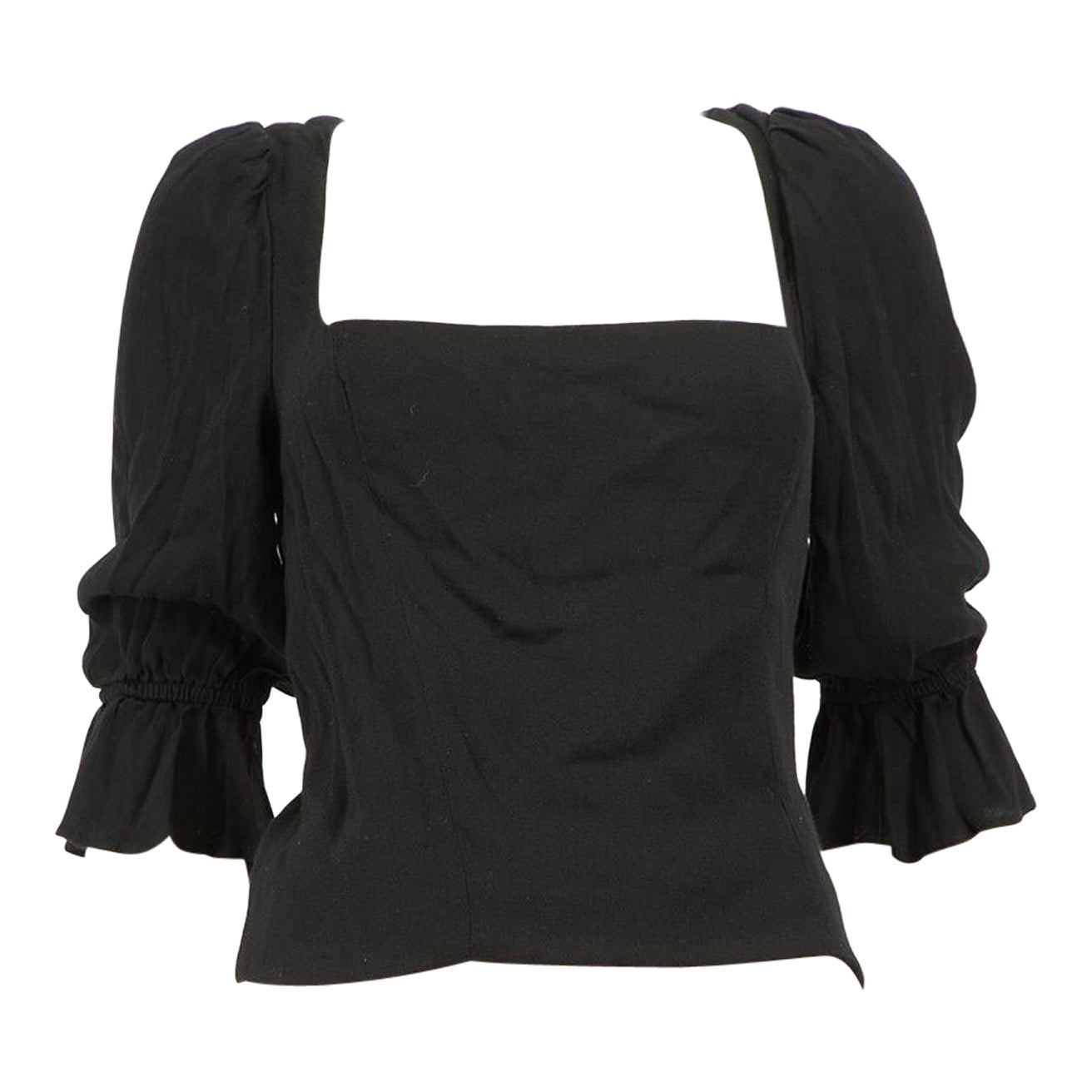 Reformation Black Ruch Detail Top Size XL en vente