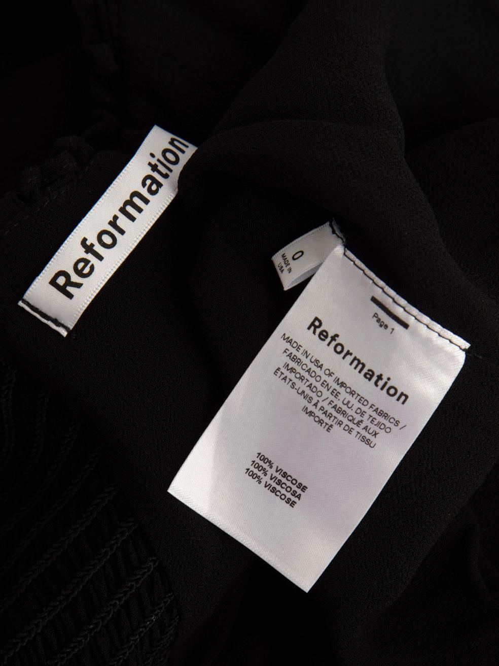 Reformation Black Ruffle Tie Strap Mini Dress Size XXS en vente 1