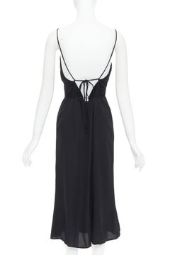 REFORMATION black viscose blend tie waist open back midi dress M