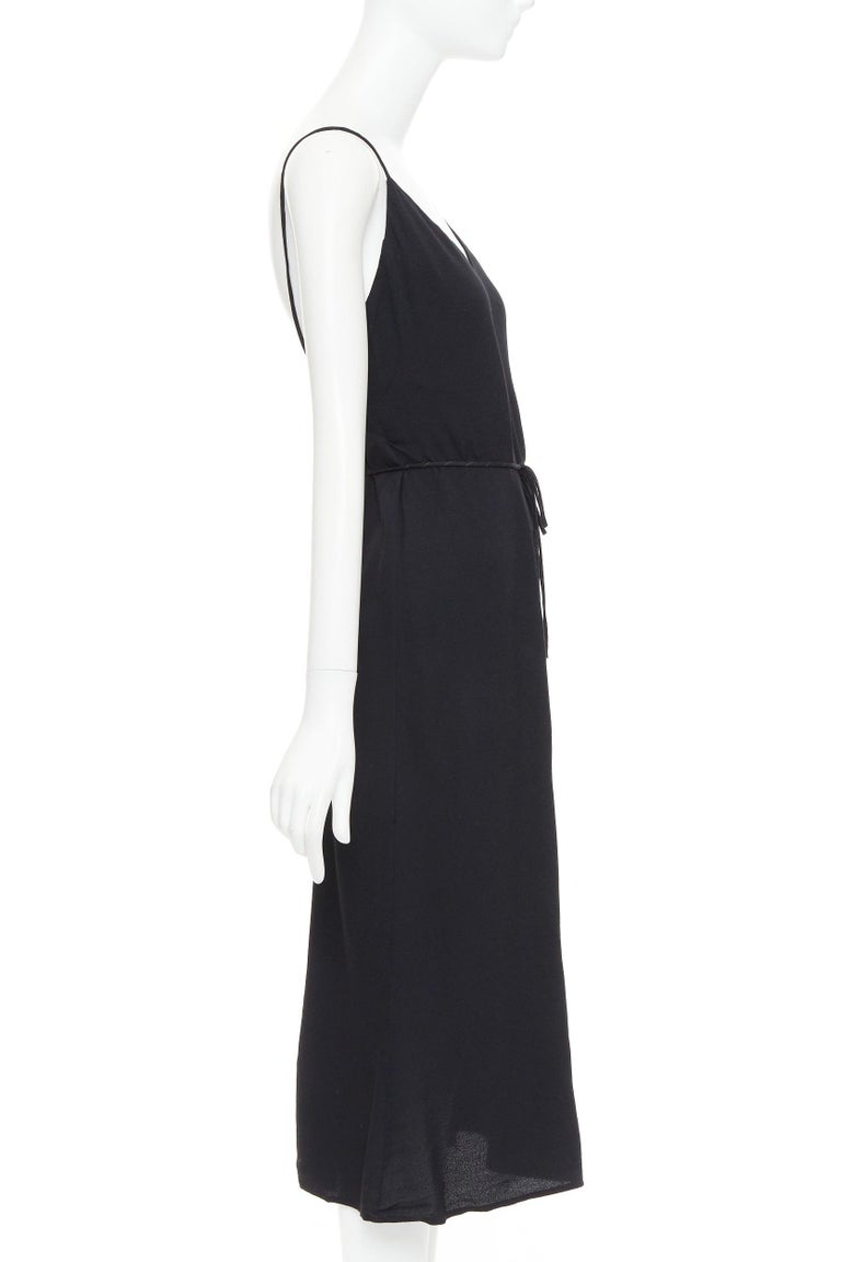 REFORMATION black viscose blend tie waist open back midi dress M For Sale  at 1stDibs