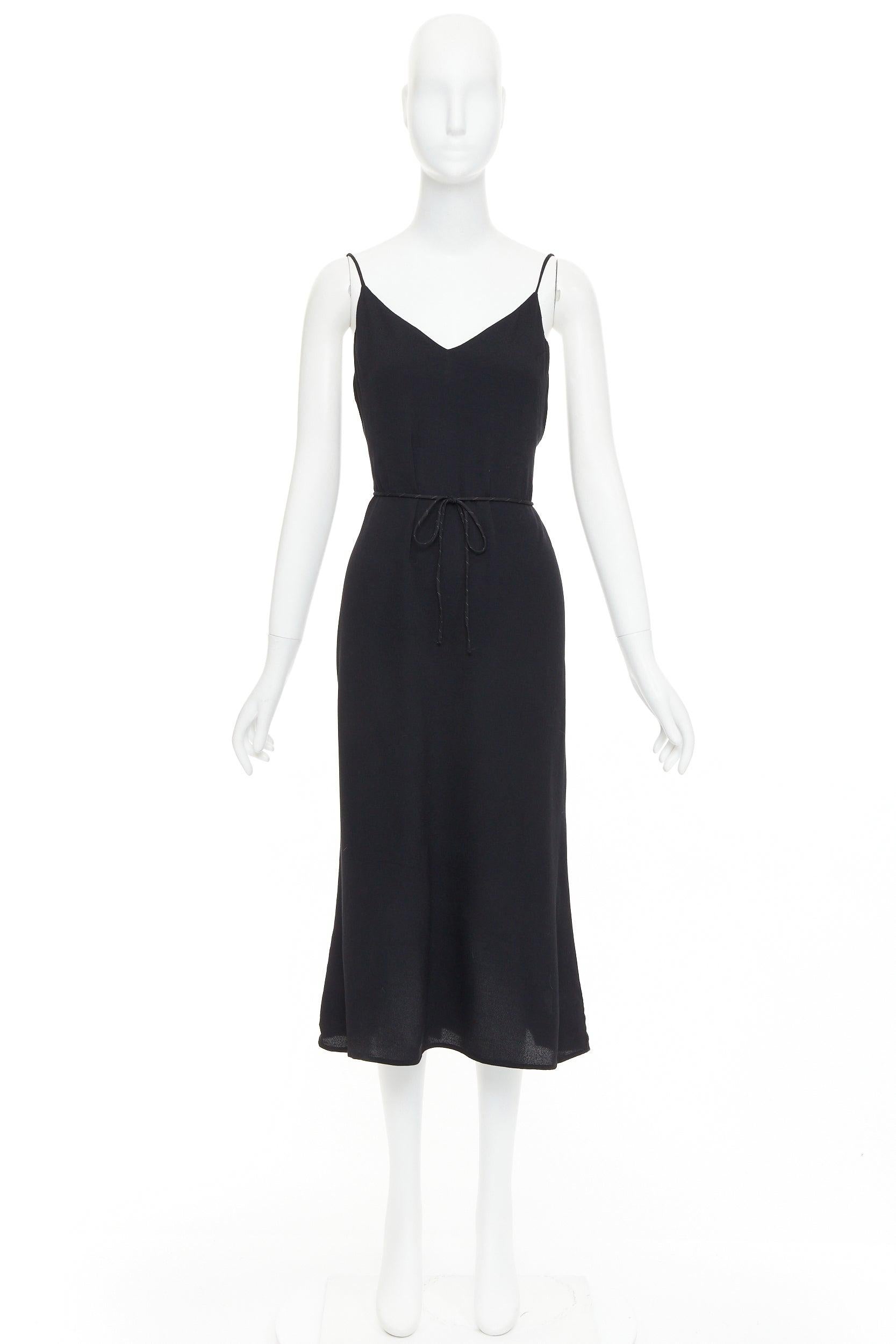 REFORMATION Robe midi à taille nouée et dos ouvert en mélange de viscose noir M en vente 4