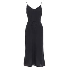 REFORMATION abito midi nero in misto viscosa da annodare in vita e aprire sul retro M. I.