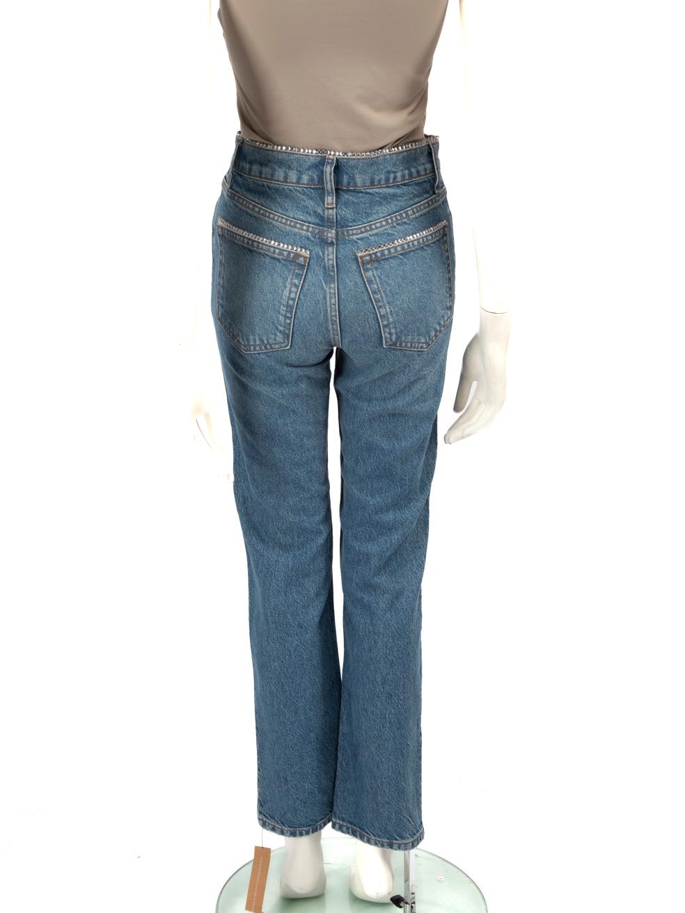 Vaqueros Reformation Blue Denim Embsllished Talla XS Gris en venta