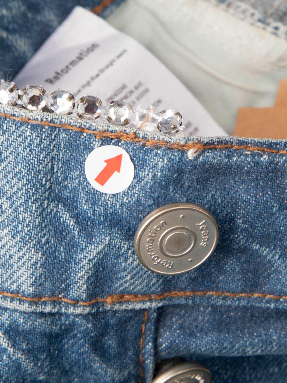 De las mujeres Vaqueros Reformation Blue Denim Embsllished Talla XS en venta
