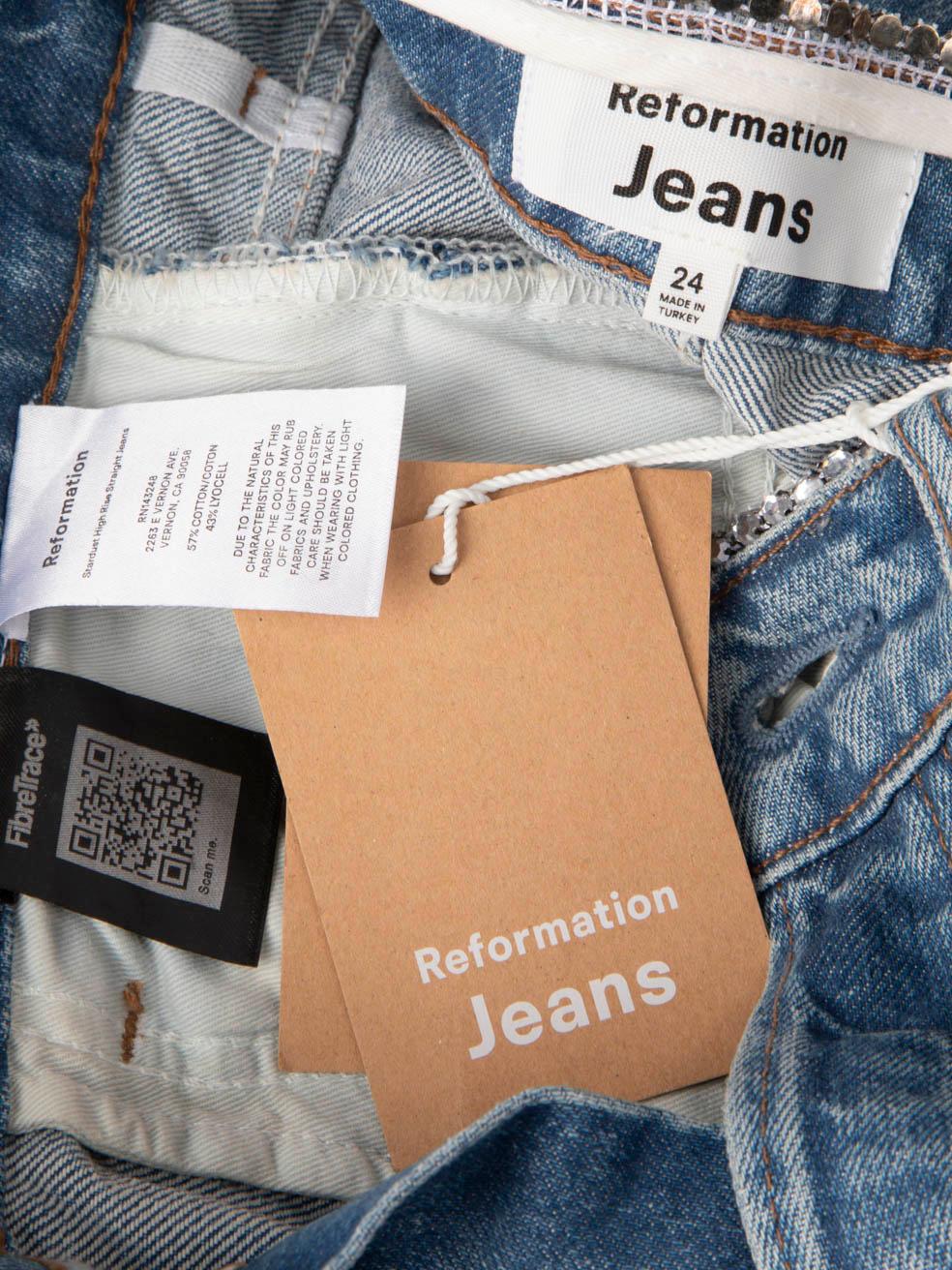 Vaqueros Reformation Blue Denim Embsllished Talla XS en venta 2