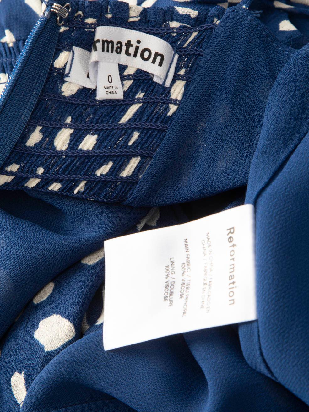 Vestido de verano de lunares azules Reformation Talla XXS en venta 1