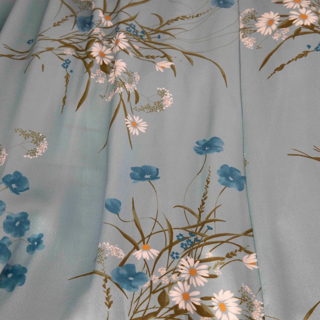 Gray Reformation Blue Silk Daisy Print Dress Size M For Sale