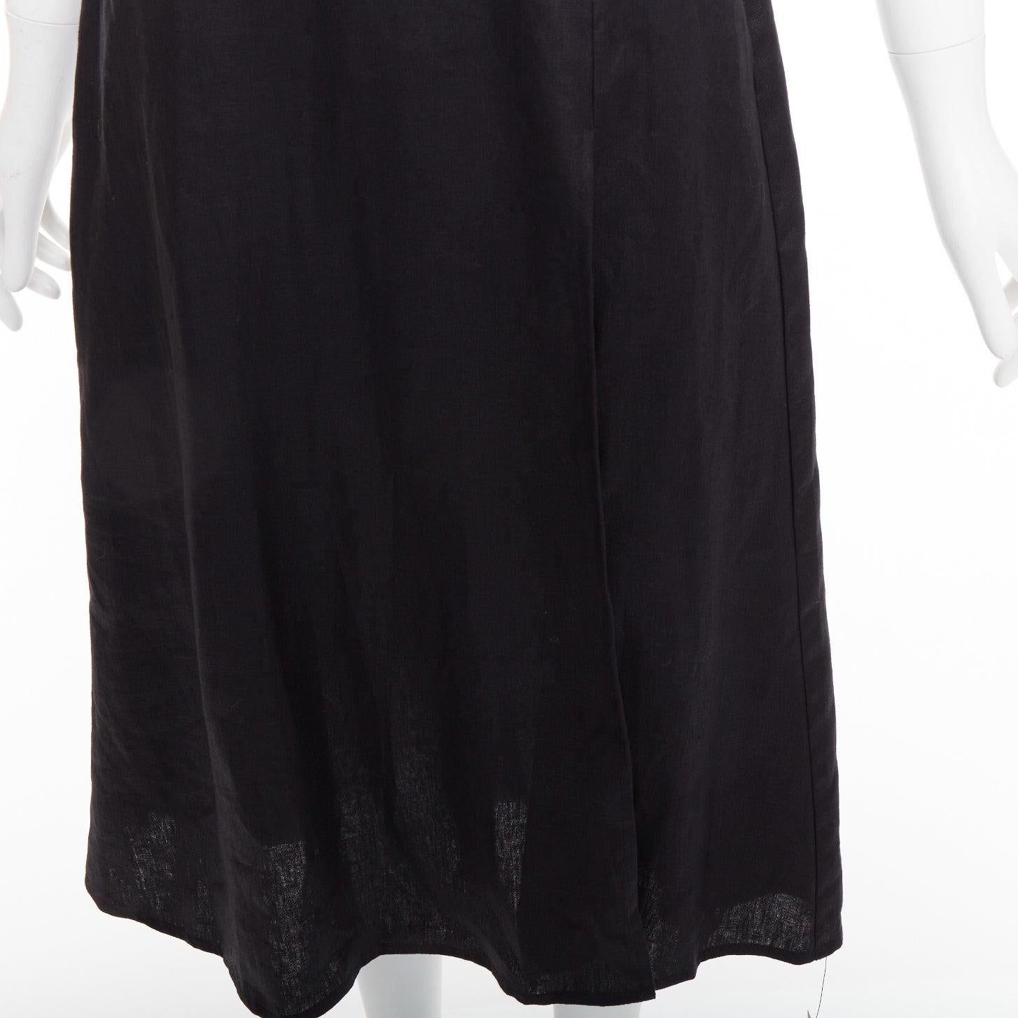 REFORMATION Bridgton nero 100% lino con maniche a cappuccio e abito midi a cuore US2 S in vendita 2