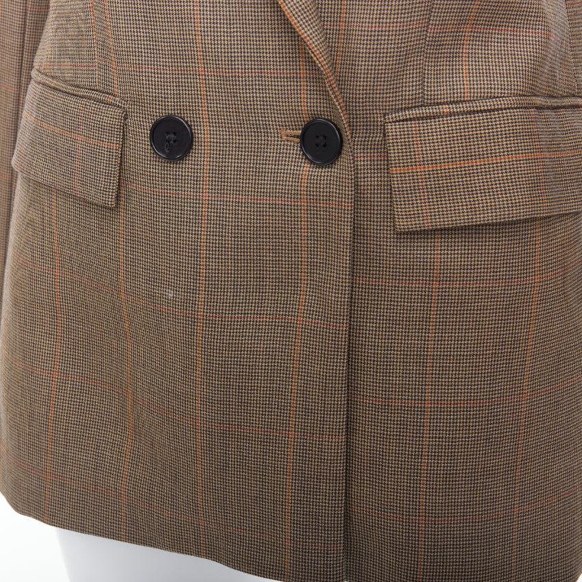 REFORMATION brown eco friendly surplus fabric checkered blazer XS
Reference: ECLO/A00035
Brand: Reformation
Material: Fabric
Color: Brown
Pattern: Checkered
Closure: Button
Lining: Black Fabric
Made in: United States

CONDITION:
Condition: Very