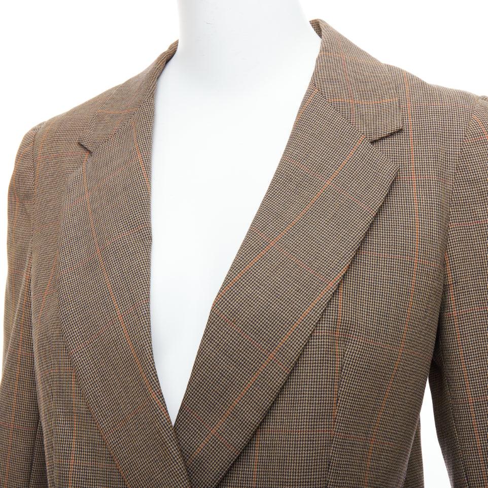 REFORMATION brown eco friendly surplus fabric checkered blazer XS For Sale 2